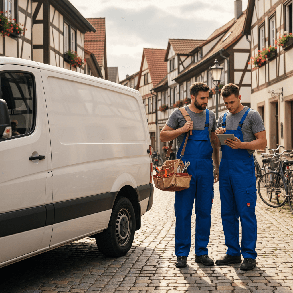 Freundlicher Elektriker bei der Arbeit am Sicherungskasten